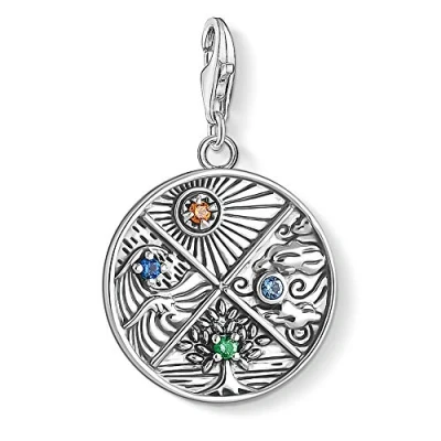Image of Thomas Sabo Women Charm Pendant 4 Elements Earth Water Air Fire Club 925 Sterling Silver 1814 945 7