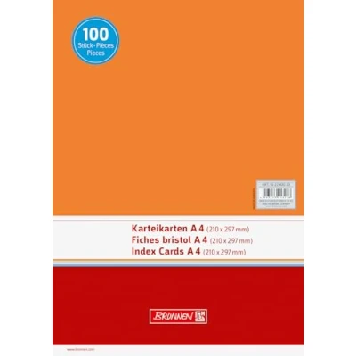 Image of Brunnen 102240000 Index Card (A4 Plain, 100 Pieces A4 unliniert Orange