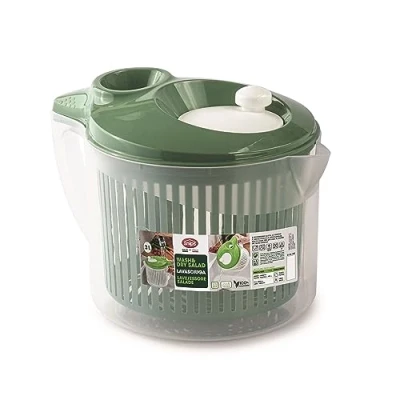 Image of Snips 090068 Salad Spinner Wash &amp; Dry Made in Italy 0% BPA and Phthalate Free + 3 L, Plastic, Green
