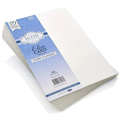 Image of Premier Stationery Craft, Icon Hammer Effect Ivory Card. 300gsm. Pack of 50, A4