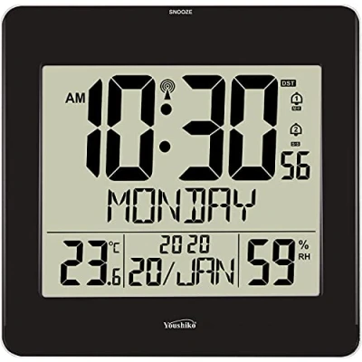 Image of Youshiko Large Jumbo LCD Radio Controlled (UK &amp; Ireland Version/Premium Quality/Clear Display) Silent Wall Desk Clock, Helpful for DEMENTIA ALZHEIMER SUFFERERS