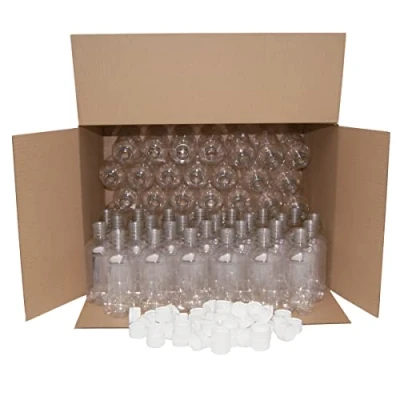 Image of BALLIIHOO Pack Of 70 x 330ml Small Clear PET Plastic Bottles With White Caps