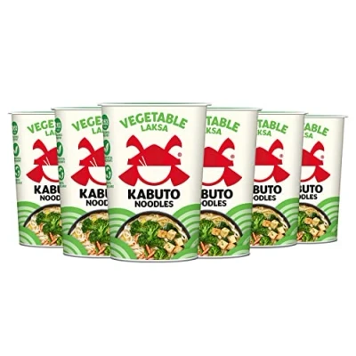 Image of Kabuto Vegetable Laksa Noodles 6 x 65g Premium Instant Authentic Noodle Pot Quick &amp; Easy Ready Meal Gourmet Asian Food B Corp Certified