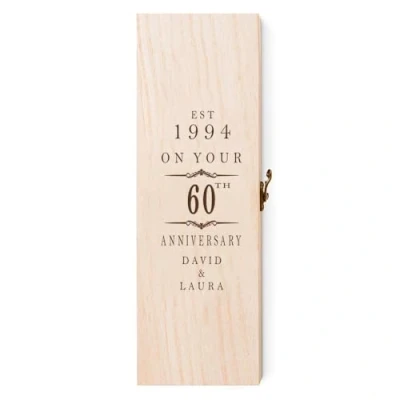 Image of ukgiftstoreonline Personalised Wooden Wine or Champagne Box Anniversary Celebration 1st, 5th, 10th, 25th, 30th, 40th, 50th 60th