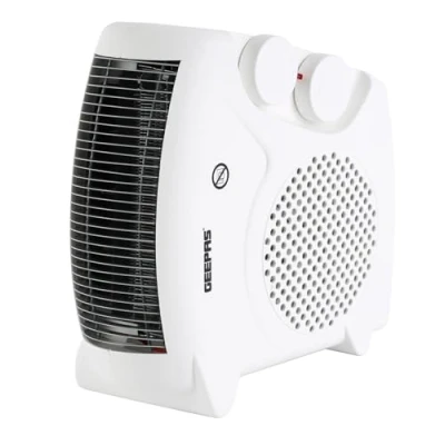 Image of GEEPAS Portable Fan Heater Upright, Low Running Cost with 2 Heat Settings 1000 2000W &amp; Overheat Protection Energy Efficient Cooling Option Year Warranty, White