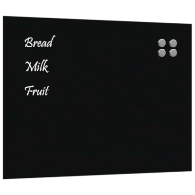 Image of vidaxl Magnetic Board Black 80x60 cm Wall Mounted Temper Glass Dry Erase System School Office Home Notice Chalkboard