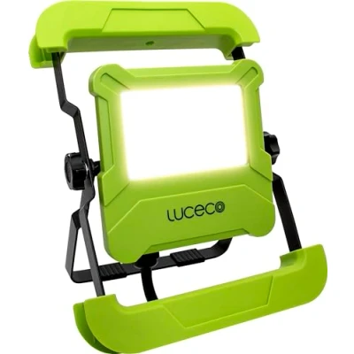 Image of Luceco Foldable Compact Worklight with 13A Power Socket 30W 2400Lm 5000K 1.5M Cable and UK Plug