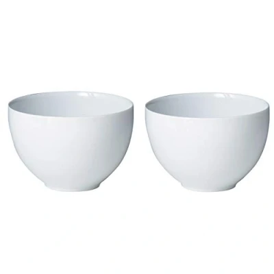 Image of Denby White Porcelain Deep Bowls Set of 2 Dishwasher Microwave Safe Crockery 740ml Glazed Chip &amp; Crack Resistant Soup