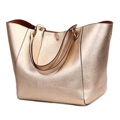 Image of Pahajim PU Leather Waterproof Handbags Clutches Bags Large Bag Ladies Tote Shoulder for Women Work Shopping Bag(Rose gold)