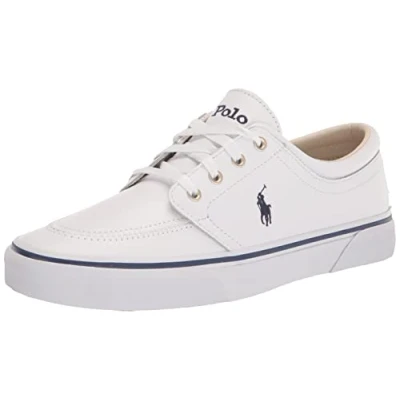 Image of POLO RALPH LAUREN Men&#039;s Faxon Low Sneaker, White/Navy Pp, 6 UK