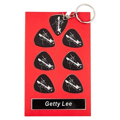 Image of Geddy Lee Guitar Plectrum Gift Set 6 Artist Plectrums 1 Keyring