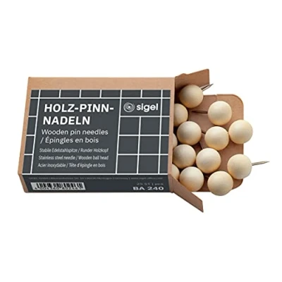 Image of SIGEL BA240 Pins, large wooden head, Beige, length 2.2 cm, 25 Pieces