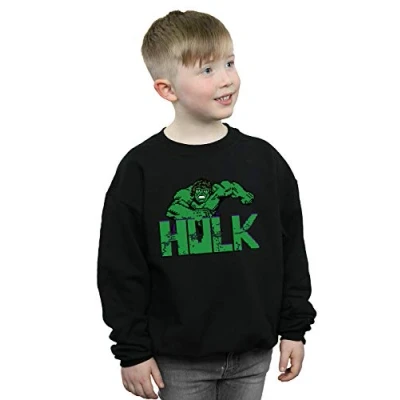 Image of Marvel Boys Hulk Pixelated Sweatshirt Black 5 6 Years