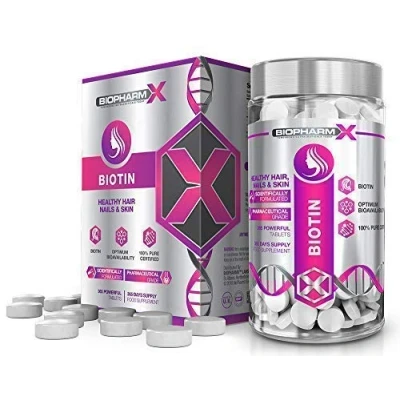 Image of Biotin (Vitamin B7) Hair Growth Supplement 10,000mcg (1 Year Supply 365 Premium/Maximum Strength Tablets)