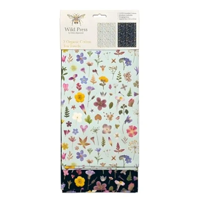 Image of Museums &amp; Galleries Tea Towels Organic Cotton Pressed Flowers Meadow by Helen Ahpornsiri Set of 2 Stylish Home Accessory