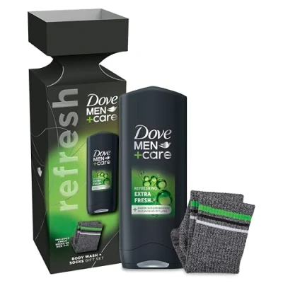 Image of Dove Men+Care body wash &amp; socks Gift Set 3 in 1 hair, face and a stylish box perfect gifts for men piece