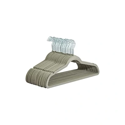 Image of Amazon Basics Slim Velvet Non Slip Suit Hangers, 30 Pack, Grey
