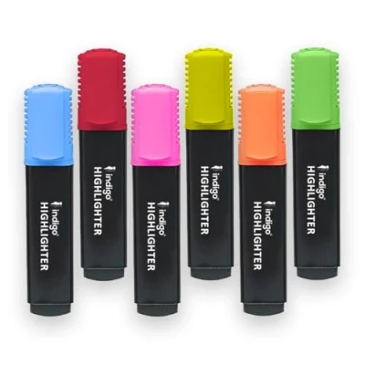 Image of indigo Power Line Highlighters Pack of 6 (Assorted)