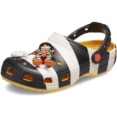 Image of Crocs Unisex Adult McDonald&#039;s X Classic Clog, Black/White, 11 UK Men / 13 Women