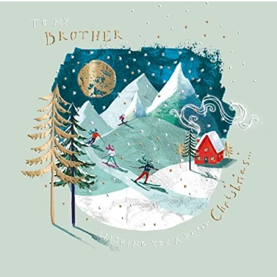 Image of Ling Design to My Brother On The Slopes Curious Inksmith Christmas Card Xmas Greeting Cards X14574IJ