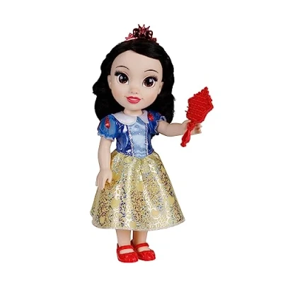 Image of Disney Princess Snow White Fashion Doll, 14 / 35cm Tall Doll with Royal Reflection Eyes Includes Shimmery Platinum Holofoil Printed Removable Dress, Shoes, Tiara and Brush, Perfect for Girls Ages 3+