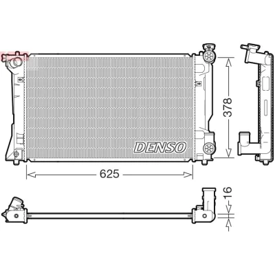Image of 164000H110 Engine radiator DENSO DRM50118 624mm 382mm 16mm TOYOTA: Avensis II Saloon, Station Wagon