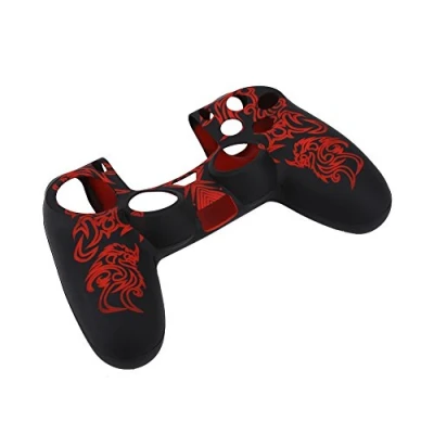 Image of Case for PS4 Controller, Silicone Controller Cover, Soft Skin Grip Shell Cover Playstation 4 Controller(Black&amp;Red)