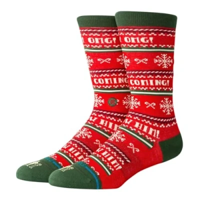 Image of Stance I Know Him Crew Socks Elf Christmas Movie Patterned Xmas Calf Large