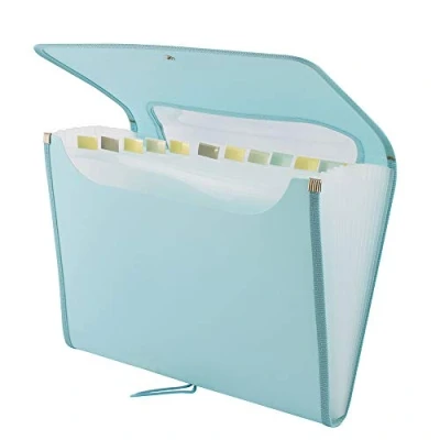 Image of D.RECT 5590 A4 12 Pocket Expandable Folder Binder Documents Accordion Pockets Briefcases Perfect for Office or Home Turquoise