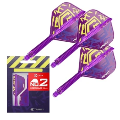 Image of TARGET Darts Luke Littler World Champion K Flex Flights and Shaft System, No.2 The Nuke 2025 Edition Kflex, All In One Integrated Shafts (Pack of 3) Intermediate, 26mm