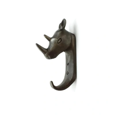 Image of Oakcrafts Antique Cast Iron Rhinoceros Single Hook 125mm