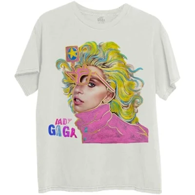 Image of Rock Off officially licensed products Lady Gaga Colour Sketch T Shirt L