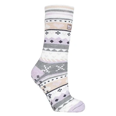 Image of HEAT HOLDERS LADIES Soul WARMING DUAL LAYER SLIPPER SOCKS 4 8 UK 37 42 EUR (LILAC/GREY Warming, EUR)