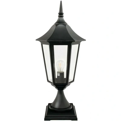 Image of Valencia Grande 1 Light Outdoor Pedestal Lantern Black IP44, E27