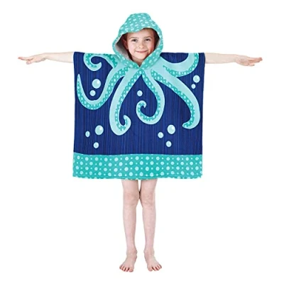 Image of COUNTRY CLUB Kids and Baby Microfibre Hooded Beach/Swimming/Bathing Towel Ages 18 months to 6 Years Sealife/Sunshine/Shells/Unicorns/Mermaid/Dinosaurs/Octopus 7 Styles choose