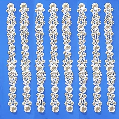 Image of Diamante &amp; Pearl Sticker Strips Assorted Designs Self Adhesive Border Trim Stickers (12.5cm Cluster, 6)