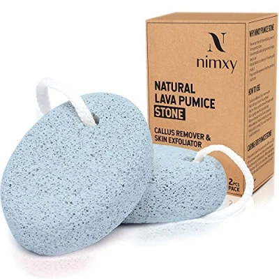 Image of NIMXY Pumice Stone for Feet and Hands 2 Pcs Hard Skin Remover Foot Scrubber Dead Removal Natural File Callus Exfoliation (Blue)