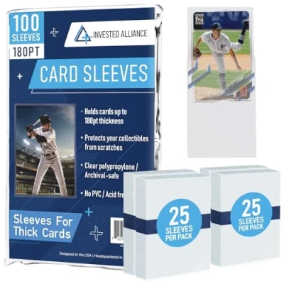 Image of 180PT Penny Sleeve for Thick Cards Card Sleeves. Baseball Soft Trading Sleeve. Cards. Clear Pro Sports (180PT 100 Pack)