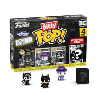 Image of Funko Bitty Pop! Batman 85th 4PK and A Surprise Mystery Mini Figure 0.9 Inch (2.2 Cm) DC Comics Collectable Stackable Display Shelf Included Gift Idea Party Bags Stocking