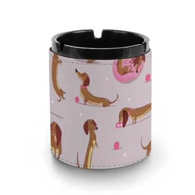 Image of Ashtrays For Cigarettes Sausage Dog Leather Ashtray Smoking Ash Tray Holder Home Hotel Office Table Top