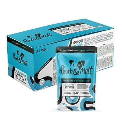 Image of Pooch &amp; Mutt Health Digestion, Complete Wet Dog Food (Grain Free), Turkey and Herring, Pack of 12 x 150g