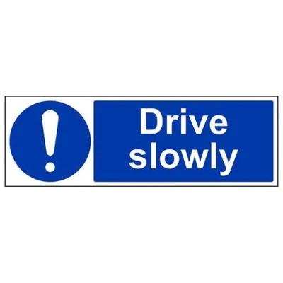 Image of V Safety Drive Slowly Sign 450mm x 150mm Self Adhesive Vinyl