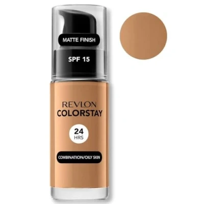 Image of Revlon Colorstay Liquid Foundation Makeup Combination/Oily Skin SPF 15, Longwear Medium Full Coverage With Matte Finish, Caramel (400), 30 Ml