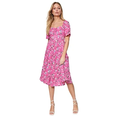 Image of Trendyol Woman Midi A line Regular fit Woven Dress Pink