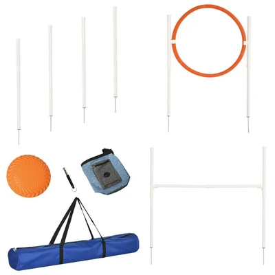 Image of PawHut Dog Agility Equipment Set Dogs Run Jump Obedience Training for Outdoor Games, Pet with Weaves Poles, Adjustable High Jumping Carry Bag