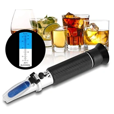 Image of Abuycs High Proof Alcohol Refractometer, ATC Refractometer with 0 80% Measurement Range for Liquor and Spirits. Accuracy ±1% Whiskey, Brandy, Vodka, etc.