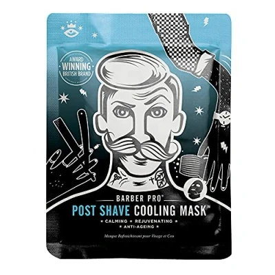 Image of BARBER PRO Post Shave Cooling Face Mask with Anti Aging Collagen , Aloe Vera, Tea Tree, &amp; Charcoal Mens Beauty Tissue