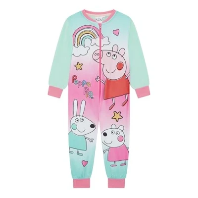 Image of Peppa Pig, Girls Onesie, Sleepsuit, All in One Pyjamas, Blue, Age 4 5 Years