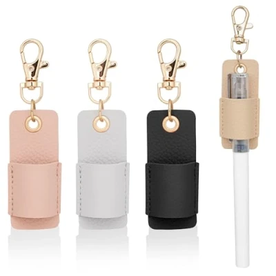 Image of Adorila 4 Pack Pen Holder with Clips, Portable Vegan Leather Loop Holder, Lanyard Clip for Signature, Fountain, Ballpoint, Marker Pens