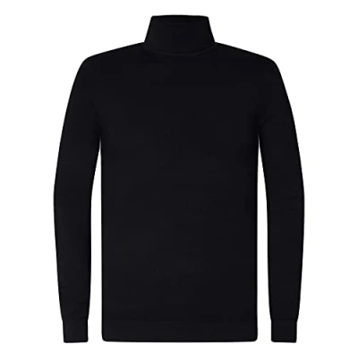Image of Petrol Industries Men&#039;s Men Knitwear Collar Basic Polo Sweater, Black,